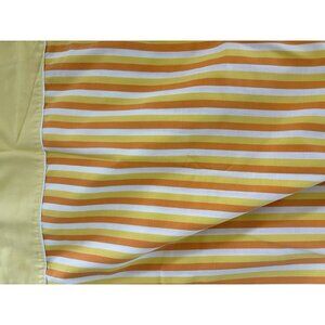 72”x104” Vintage 1970s Fabric Muslin Yellow Orange Stripe (sheet) Craft Sewing